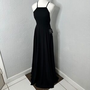 Lulus Black Halter Neck Maxi Dress Spaghetti Straps Formal Evening Gown XS